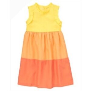 Gymboree Girls Yellow Orange Colorblock Ruffle Sleeveless Dress Size‎ 8 Summer
